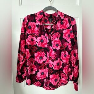 Worthington Pink Floral Blouse Size Petite Medium